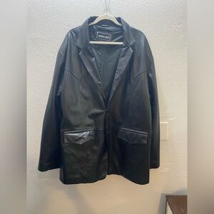 Saguaro West Leather Vintage Men's 48R Stylish Black Jacket Button